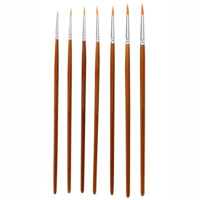 China Miniature Artist Paint Brush Set 7Pcs Private Label Oil Paint Gouache Watercolor Hair Nylon Acrylic Wooden Handle Custom for sale