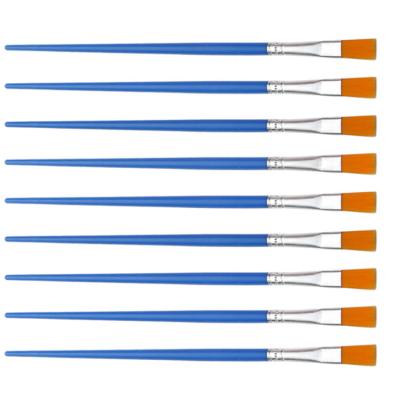 China Wholesale Watercolor Gouache Acrylic Oil Painting Factory Birch Wood Handle Hair Head Flat Nylon Gouache Paint Brushes For Artist for sale