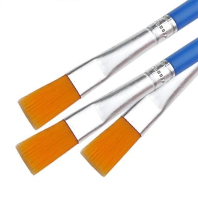 China Hot Selling Blue Nylon Hair Nylon Handle Hair Acrylic Gouache Wooden Oil Painting Flat Brushes For Artist for sale