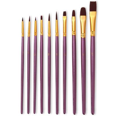 China Hot Selling Nylon Artist Acrylic Paint Brushes Set Wooden Handle Hair Different Colors Watercolor Gouache Oil Painting for sale