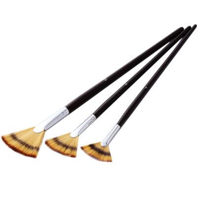 China Nylon Artist Paint Brush Set Fan Shape 3Pcs Professional Wooden Handle Acrylic Gouache Oil Painting Watercolor Set for Acrylic Painting for sale