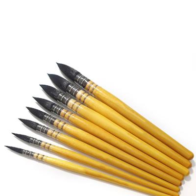 China High Quality Wooden Artist Acrylic Paint Brushes Set Watercolor Gouache Oil Paint Handle 9Pcs Mixing Hair For Acrylic Painting for sale