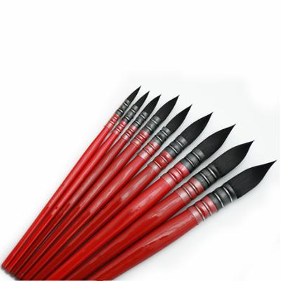 China High Quality Wooden Artist Acrylic Paint Brushes Set Watercolor Gouache Oil Paint Handle 9Pcs Mixing Hair For Oil Painting for sale