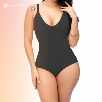 China Women Shapewear Breathable Jumpsuit Ties Tummy Control Waist Trainer Cincher Body Shaper Fajas Zipper for sale