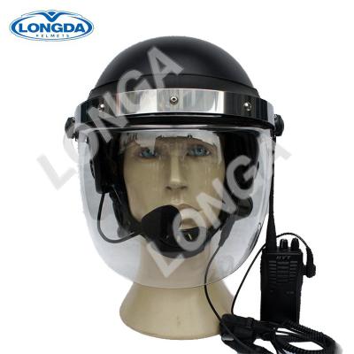 China Water Proof And Fog Proof ABS Black Police Anti Riot Military Helmet With Audio Communication System for sale