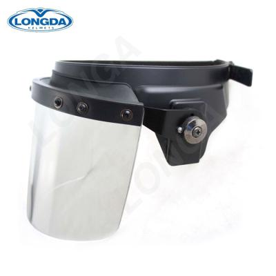 China Professional detachable sun visor riot helmet visor / high impact resistance polycarbonate anti shild frame for sale