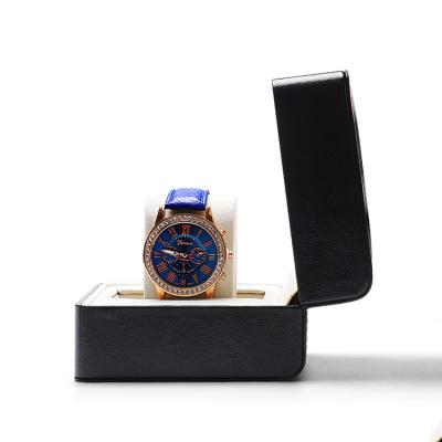 China Handmade Custom Luxury PU OEM Packaging Storage Wrist Black Leather Watch Gift Box Leather Watch Box Watch Box for sale