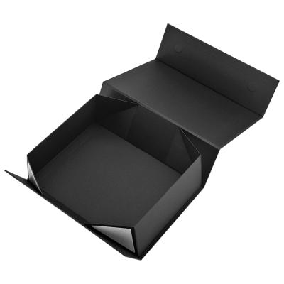 China Handmade Printed Magnetic Black Folding Cardboard Clothing Gift Packaging Boxes For Shoes for sale