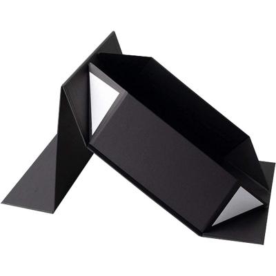 China Custom Recycled Matte Rigid Book Shape Magnetic Materials Garment Black Embossed Gold Foil Folding Gift Box With Insert for sale