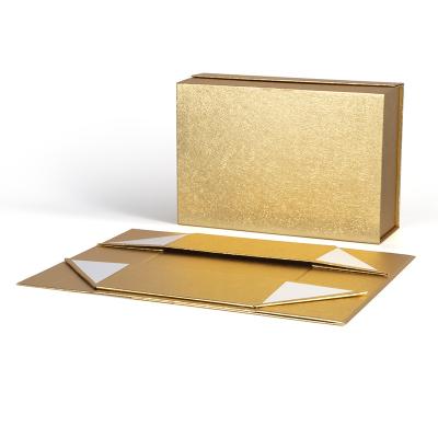 China Recyclable Hot Cardboard Fancy Gold Fancy Box Magnet Storage Rigid Flat Luxury Magnetic Folding Paper Gift Box for sale