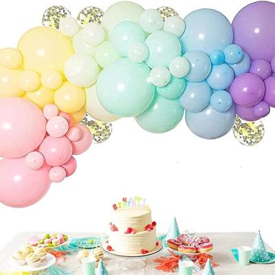 China Non-Toxic Party 100pcs Macaron Pastel Candy Colored Latex Balloons Arch for Baby Shower Birthday Wedding Balloon Tower Decorations for sale