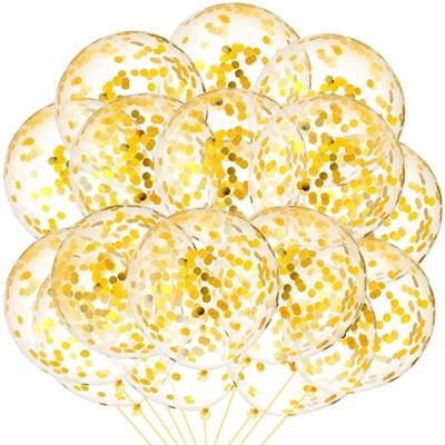 China Gold confetti non toxic balloons PREFILLED 12 inch latex party balloons with gold confetti for party wedding and bridal decorations for sale