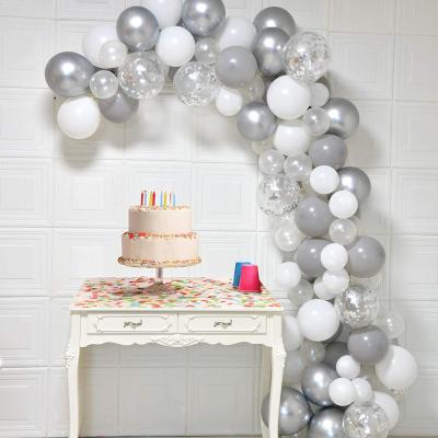 China Custom Non-Toxic Chrome Silver Metallic Balloons Arch Kit 100 Pcs 12 Inch Helium Glossy Thicken Latex Balloons Party Decoration for sale