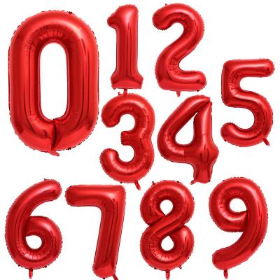 China Durable 40 Inch Red Helium Big Numbers 0-9 Birthday Party Decorations Foil Large Mylar Number Balloon Digital Balloons for sale