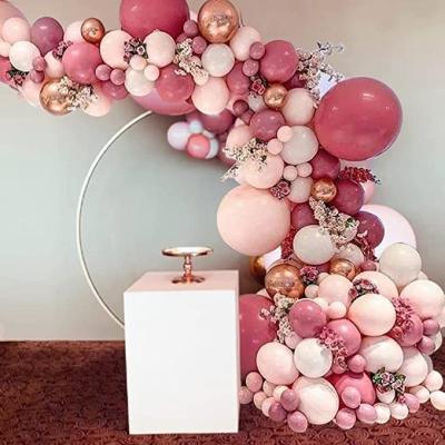 China Non-Toxic Rose Pink Balloon Arch Garland Kit 127 Pack Rose Gold Macaroon White Confetti Metallic Balloons With For Decoration Party for sale