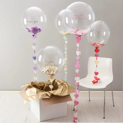 China Non-Toxic 20 24 Inch Large Clear PVC Happy Birthday Party Decoration Wide Mouth Bobo Balloons Transparent Wide Neck Bubble Balloon for sale