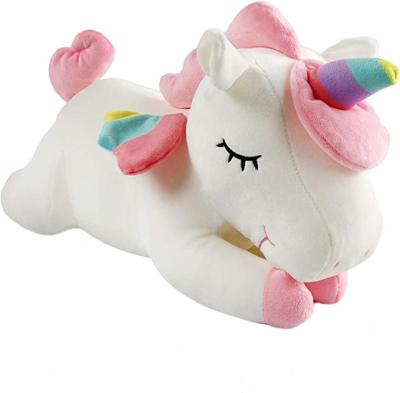 China Soft White Unicorn Kawaii Plush Toy Kids Gift Soothe Sleep Pillow Stuffed Animal Doll for sale