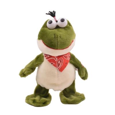 China Wholesale Crazy Frog Music Singing Frog Plush Toy Kids Gift Cute Electric Stuffed Frog Plush For Kids for sale