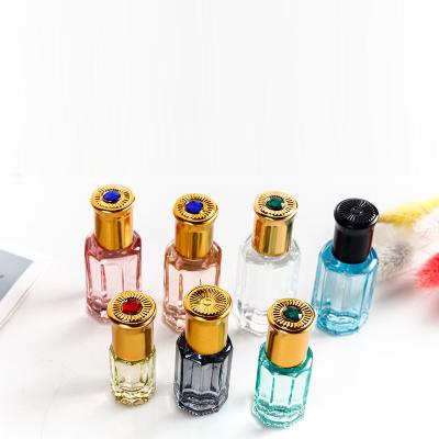 China Attar Glass Serum Chemical Industry 3ml 12ml Octagon Skin Care Essential Oils Eye Cream Roll On Perfume Bottles With Foil Cap for sale