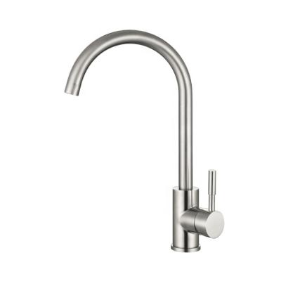 China 360 Degree Rotate Kitchen Faucet Hot Selling Cheap Single Hole 304 Stainless Steel Single Handle Deck Mounted Kitchen Sink Faucet for sale