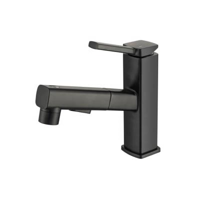 China Pull Out Basin Faucet With Gargle Function New Design Brass Faucets Black Bathroom Deck Mounted Pull Out Single Hole Basin Faucets Hose Faucets for sale