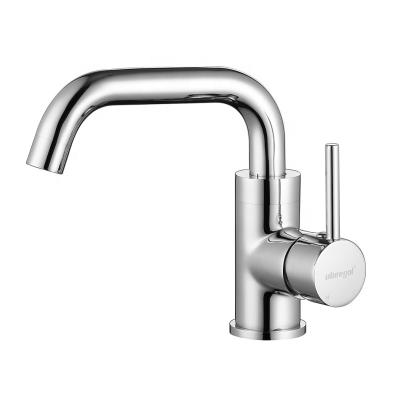 China Contemporary Modern Brass Faucet Chrome Turn Handle Slight Burn Single Hole Deck Mounted Bathroom Faucet Basin Faucets Water Tap Faucet Wasserhahn for sale