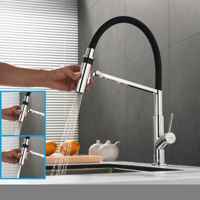 China Kitchen Faucet Wholesaler Black Magnetic Deck Mounted Flexible Silicone Mixer Tap Silicone Tube Pull Out Kitchen Faucet for sale