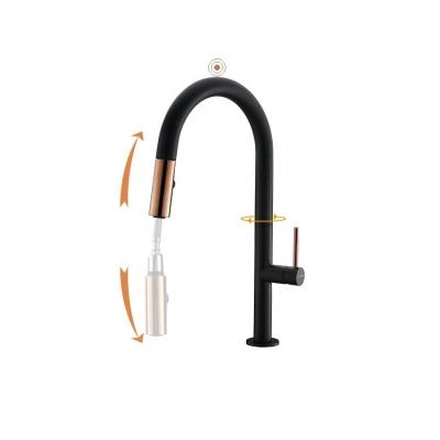 China Brass Sense Faucets Touch Sensor Faucet Kitchen Water Faucet Body Deck Mounted Pull Out Kitchen Faucet for sale