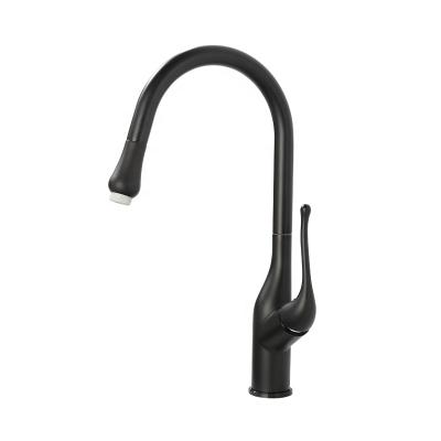 China Modern Black Zinc Alloy Pull Out Kitchen Faucet Deck Mounted Kitchen Faucet Hot And Cold Mixer Tap Kitchen Sink Faucet for sale