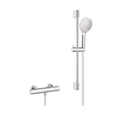 China With Room Thermostatic Silver Brass High Quality Brass Shower Mixer Slide Bar Chrome Hand Shower Faucet Set Wall Mounted for sale