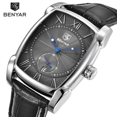 China Military Fashion Automatic Date Quartz Watch Sports Men's Digital Casual Luxury Waterproof Wrist Watch Genuine Leather for sale