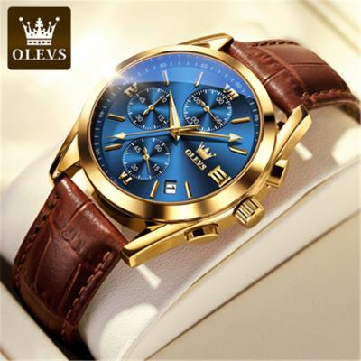 China OEM OLEVS 2872 Fashion Automatic Luxury Waterproof Clock Top Brand Date Brown Sports Wristwatch Relogio Masculino Quartz Leather Watch For Men for sale