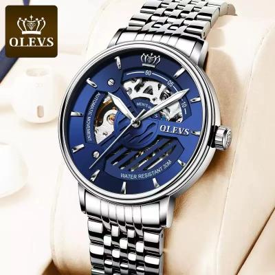 China Chronograph Men Hand Watch Fashion Luxury Brand OLEVS Newest Model Automatic Mechanical Wristwatch Steel Band Watches Synchronize for sale