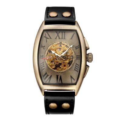 China Genuine Top Brands Genuine Luxury Self-Winding Men's Retro Skeleton Automatic Mechanical Men's Date Leather Belt Watch Clock for sale