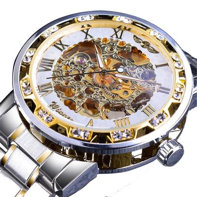 China 2022 Winner 8012 Day/Date Observe Men's Fashion Diamond Casual Hollow Manual Mechanical Watch for sale