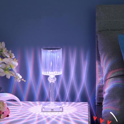 China Modern Luxury Acrylic Rechargeable Remote Control Decorative Light Crystal Diamonds Table USB RGB LED Night Lamp for sale