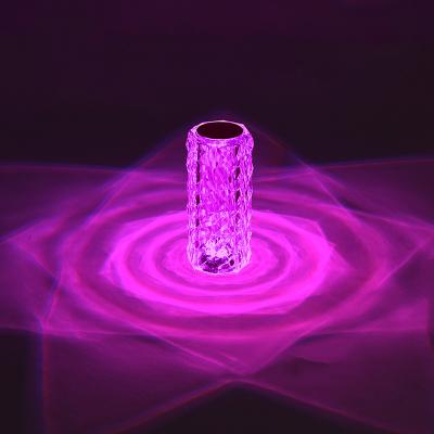 China Modern Portable Night Light Radio Charging Rose Light Table Wireless 3 Colors Crystal Rose Lamp RGB 16 Colors For Christmas Gift for sale