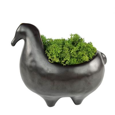 China Modern Flower Black Moss Grass Plant Ceramic Animal Artificial Duck Bonsai Office Home Wedding Decor for sale