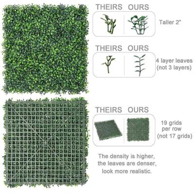 China Eco-friendly Materials Wholesale Artificial Boxwood Hedge Fence Panel Plastic Boxwood Grass Artificial Plants Green Wall For Vertical Garden for sale