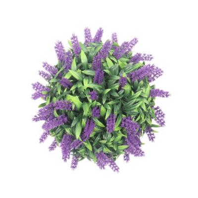 China High Quality Eco-friendly Artificial Purple Ball Lavender Materials Faux Boxwood Grass Topiary Hanging Balls Flower For Garden Wedding Decoration for sale