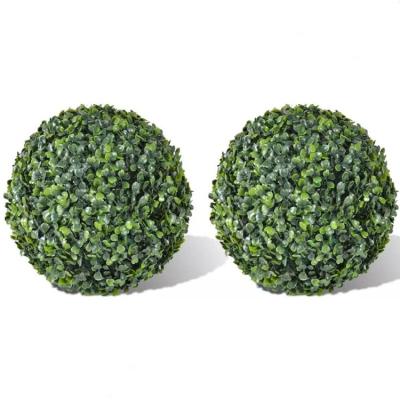 China China Eco-friendly Plant Materials Artificial Ball Plants Garden Ornament Plastic Hanging Decorative Green Grass Balls Decor Faux Boxwood Balls for sale