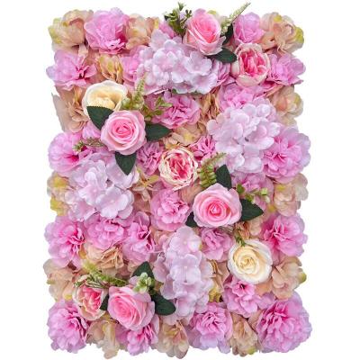 China Wholesale Natural Artificial Rose Flower Wall Backdrop 3D Roll Touch Up Silk Faux Flower Wall Panels Wedding Decor For Indoor Outdoor Ornament for sale