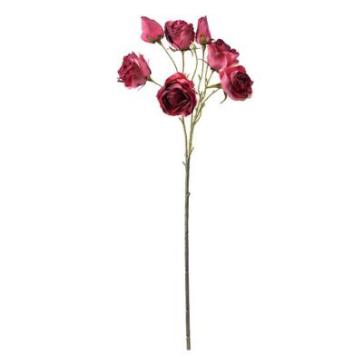 China Home Decoration Flower Rose Flowers Single Stem 9 Rose Heads Artificial Silk Rose Flowers Cheap Wholesale Vintage Nordic For Wedding for sale