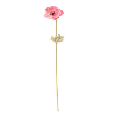 China PU Fake Flower Decoration Anemone Artificial Flower Single Stem Rose Top Quality Real Touch Artificial Flowers for Home Wedding Flower Arrangement for sale