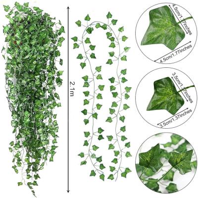 China 12pcs/pack Touch Natural Fake Silk Creep Vines Leaves Artificial Ivy Garland Greenery Plant Home Wedding Wall Garland Decoration for sale