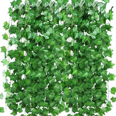 China Natural Ivy Leaves Wholesale Hanging Artificial Fake Touch 12pcs/pack Vines Greenery Garland Decoration For Home Wedding Garden Plant Wall for sale