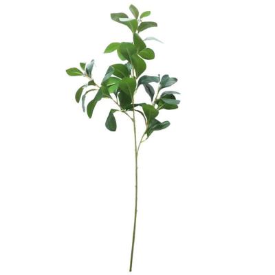 China High Leaf Cheap Layout Artificial Simulation Plant Leaves Long Fake Magnolia Green Leaves Stem For Home Wedding Decoration for sale