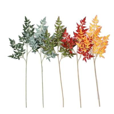 China 2022 New Style High House Decorative Artificial Bamboo Leaves Tree Branches Artificial Nandina Leaves For Wedding Garden Ornament for sale