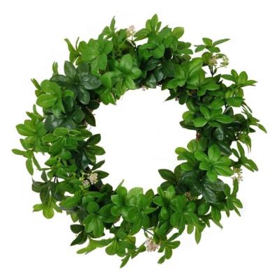 China High Quality Artificial Decorative Faux Green Leaf Garlands And Swags Natural Touch Braids Hangers For Front Door Home Decoration for sale