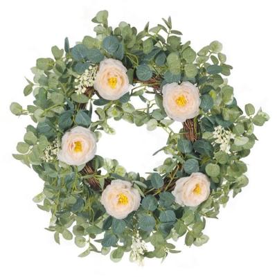 China Natural Touch China Plant 52cm Flower Door Braids Artificial Green Wedding Eucalyptus Garland Home Wedding Decoration Hangers For Front Door for sale